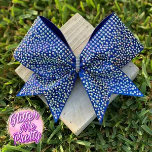 Cheer Bow Rhinestone Blue