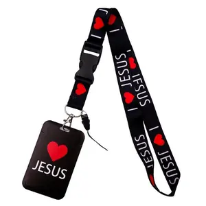 "I Love Jesus" Detachable Lanyard, Faith Neck Strap with Keyring, Quick-Release Buckle Detachable Lanyard, Suitable for Church, Bible Study, and Everyday Wear