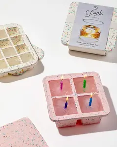 W&P Peak Silicone Extra Large Cube Ice Tray w/ Protective Lid | Speckled Pink | Easy to Remove Ice Cubes | Food Grade Premium Silicone | Dishwasher Safe, BPA Free Cover Kitchen Utensils European Steel Handheld