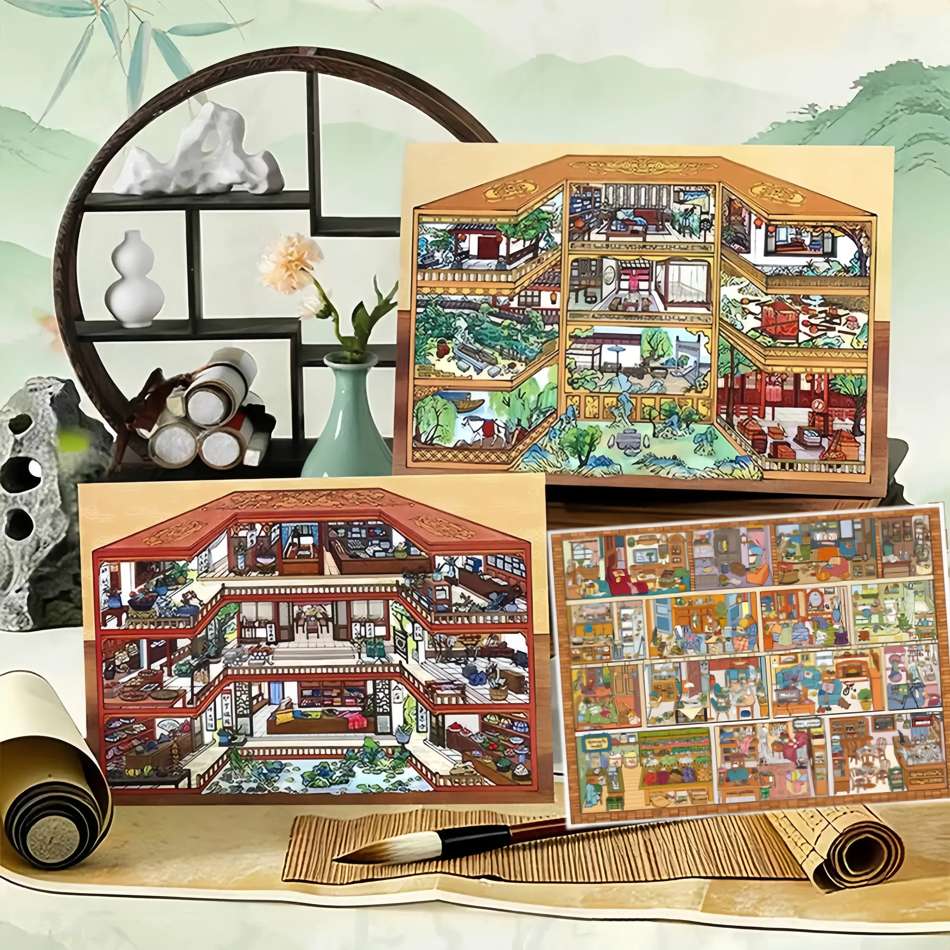Infeel.me 2.5D Large Scenery Decorative Sticker Scene Set (3 Packs) - PET & Card Stickers with Tweezers for Scrapbooking, DIY Projects, TikTok Shop Spring Glowup