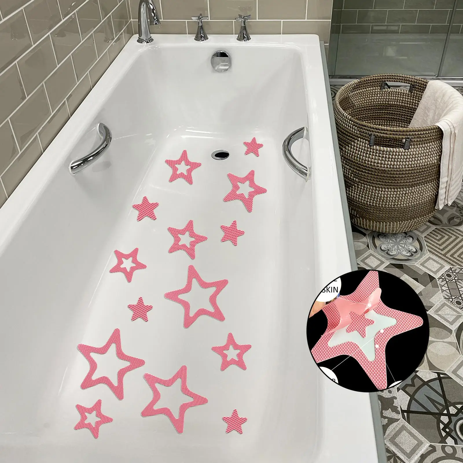 30 PCS Waterproof Star Shaped Bathtub Sticker - Non-Slip, Self-Adhesive, Removable, and Decorative - Perfect for Swimming Pools, Bathroom and Toilet D