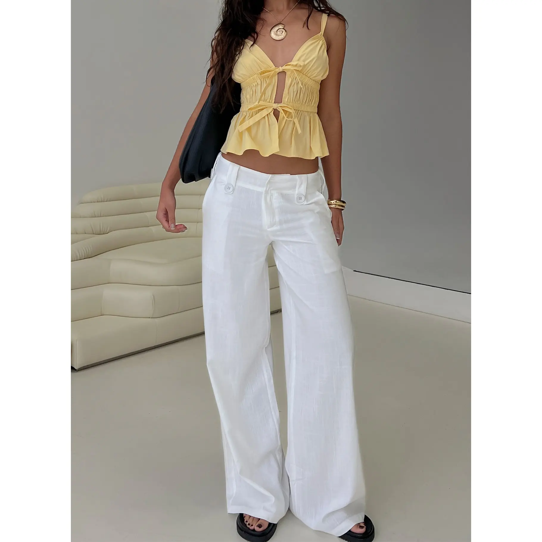 Pedra Wide Leg Pant White