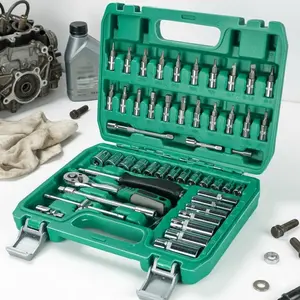 53-in-1 Professional Socket Set, 1/4" Drive High Torque Ratchet Wrench Kit, Ratcheting Wrench Set, CR-V Automotive Tool 4-14mm, S2 Alloy Drill Bits & Extensions, Heavy Duty Mechanic Repair Toolbox for Car Engine Maintenance, DIY Home Garage Hand Tools