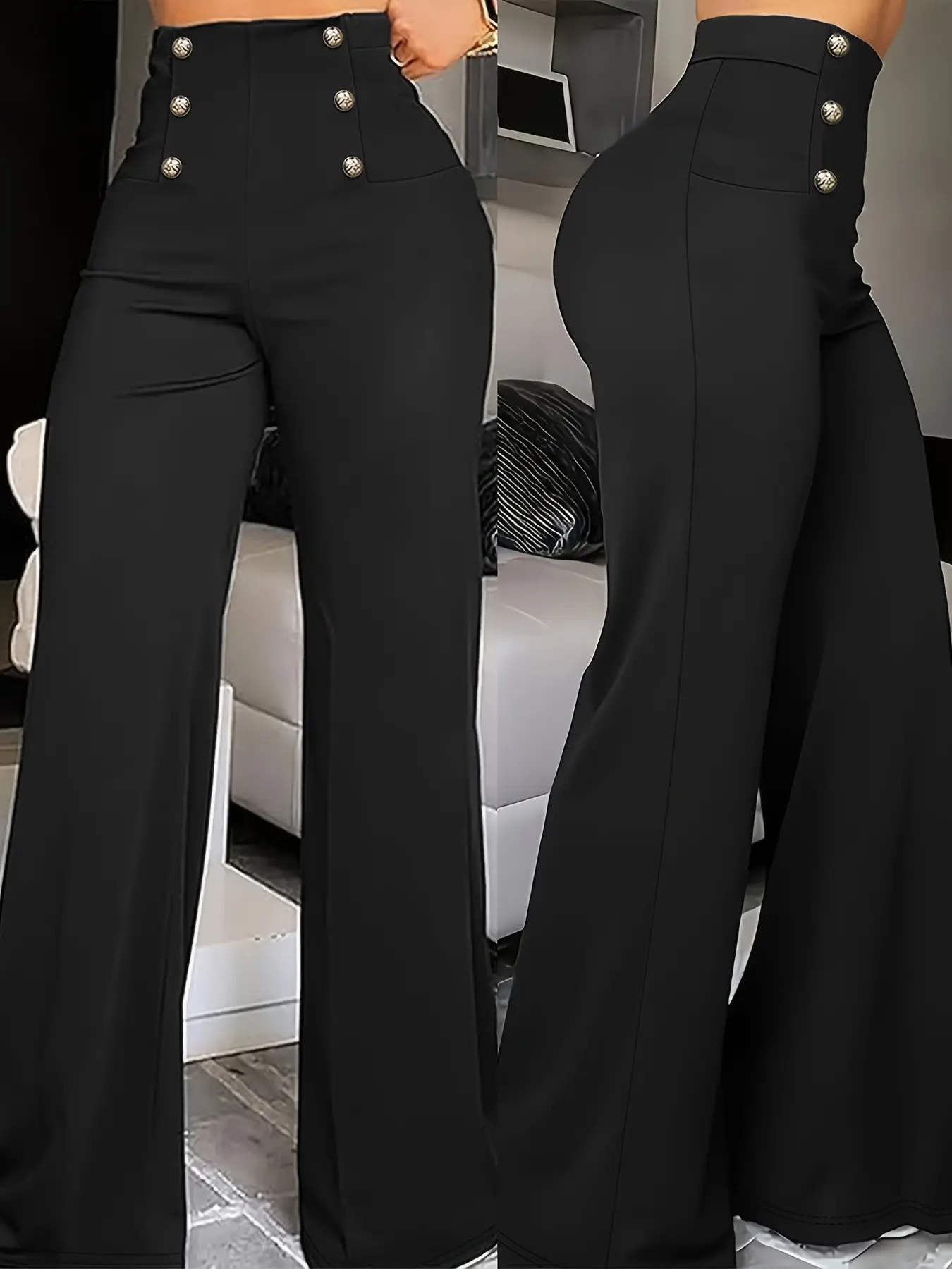 High-Waisted Wide-Leg Fashion Easy Straight Pants for Women