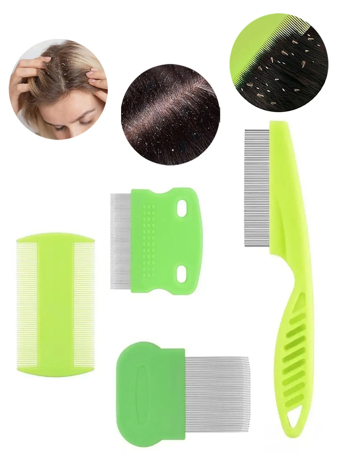 4pcs Scalp Comb Set, Dandruff Lice Detangler Brush, Fine Tooth Massage Hairbrush, Multi-Functional Beauty Tool for Women Hair Combs, Stick Comb Set