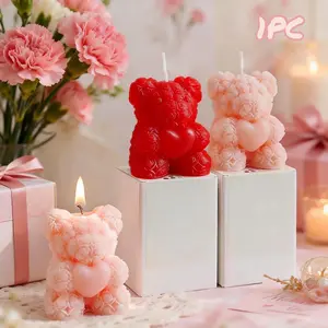 Bear-Shaped Candle, 1 Count Colorful Cute Bear Candle, Indoor Decorative Room Decor Candle for Home, Office & Desktop, Home Decoration, Ideal Gift for Friends, Family & Colleagues, Home Decor Supplies