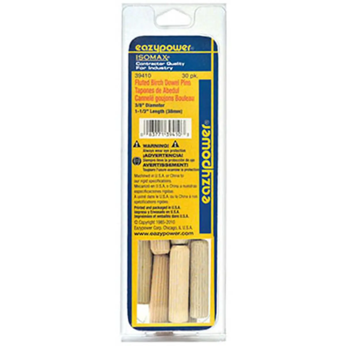 Eazypower 39410 0.38 x 1.5 in. Fluted Dowel Pin- 30 Pack