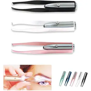 1st Choice 3 Stainless Steel Make Up LED Light Eyelash Eyebrow Hair Removal Lighted Tweezer