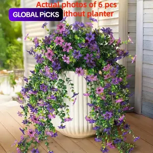6-Pack Artificial Hanging Six-Ear Orchid Flowers, Bright Long-Lasting Colors, Indoor & Outdoor Decoration, Perfect for Gardens & Window Sills #GLOBAL PICKS