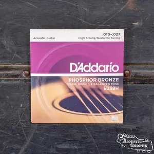 D'Addario EJ38H Phosphor Bronze Acoustic Guitar Strings High Strung/Nashville Tuning 10-27