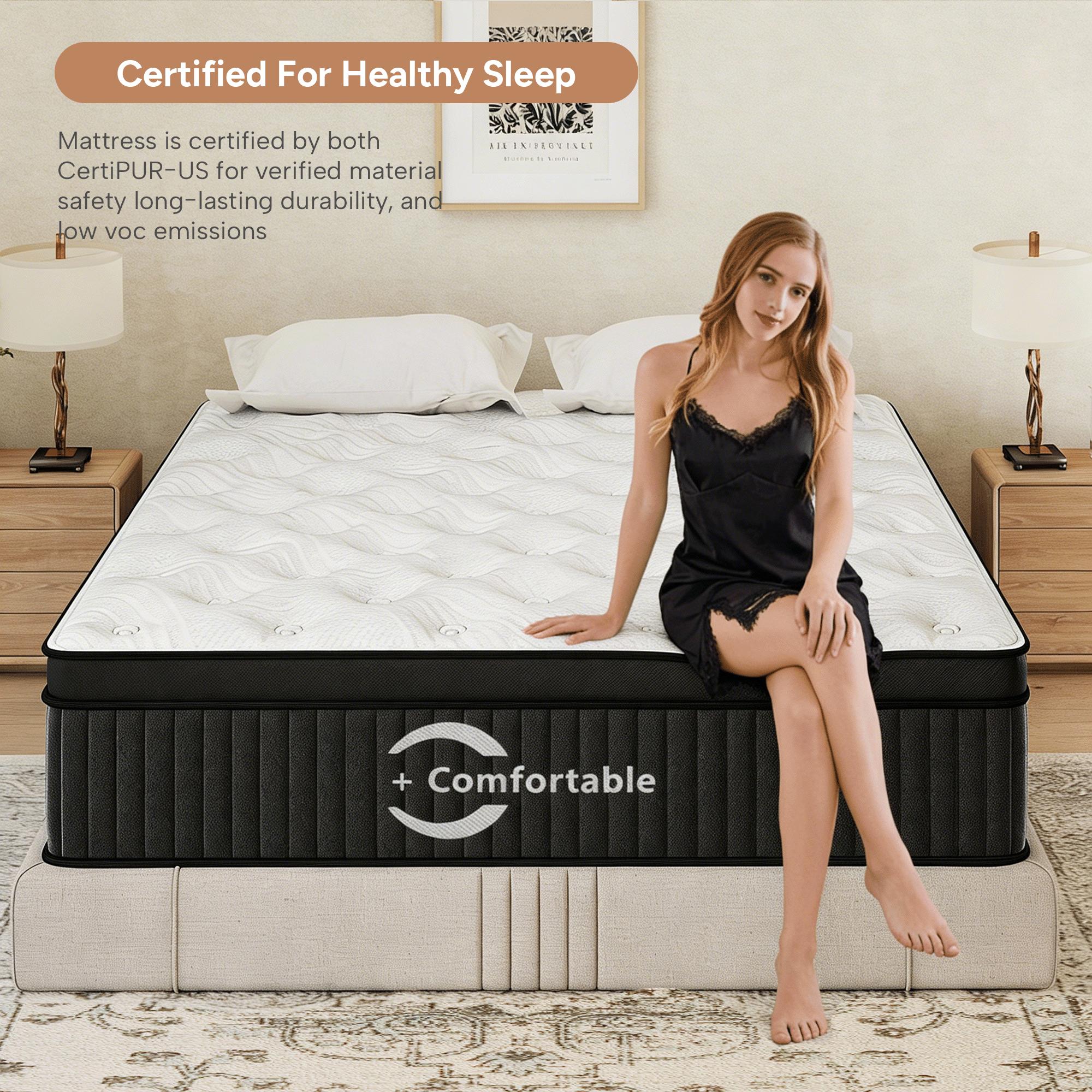 【summergarden】 12/14 Inch Firm Hybrid Queen Size Mattress in a Box, Strong Edge Support, Motion Isolation, with 7-Zones Pocket Springs, Fiberglass-Free, Pressure Relief, CertiPUR-US