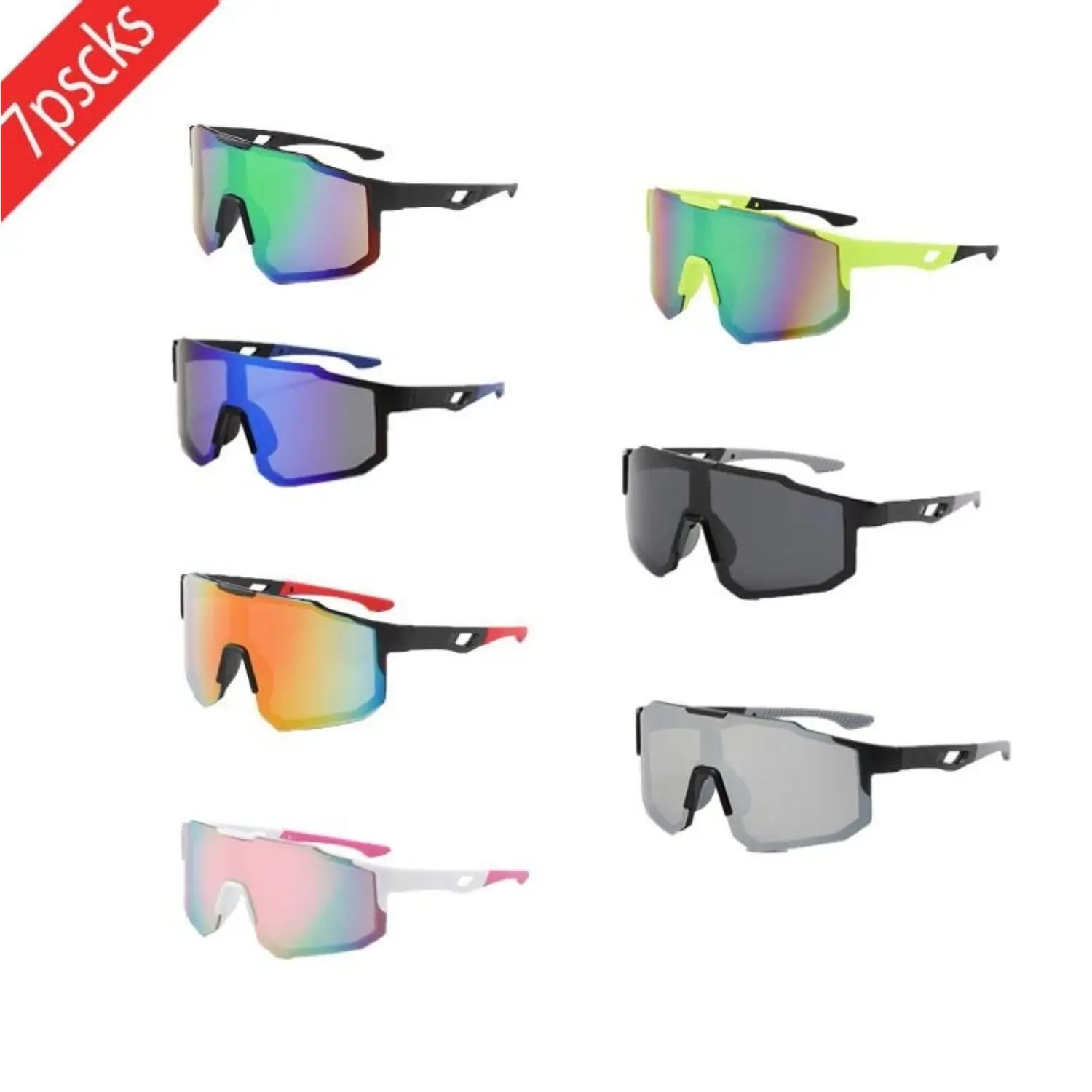 Large Frame Slim Face Sports Sunglasses 7 Pairs Windproof Cycling Outdoor Sun Visor for Women Men Large Frame Slim Face Sports Sunglasses 7 Pairs Windproof Cycling Outdoor Sun Visor for Women Men