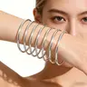 Women's 7-Pcs Comfortable Minimalist Bracelets - Silver-Plated Copper Thin Multilayered Boho Bangles, Dainty Bling Metal Plated Bracelets & Bangles, Ideal for Daily Wear, Birthday Gifting