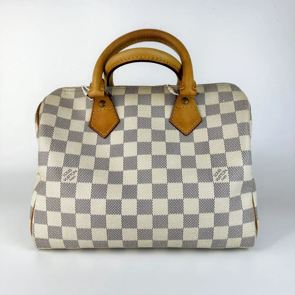 Pre-owned Louis Vuitton 759 Speedy 25 Damier Azur Canvas Handbag