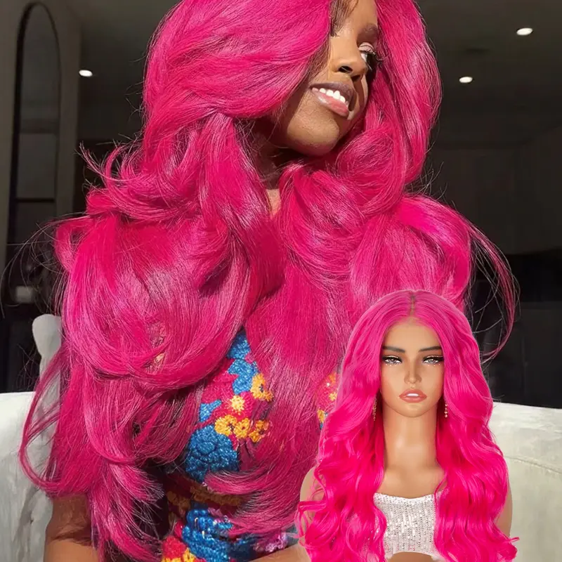 Lehanhair 24 Inch Glueless Long Wavy Synthetic Various Colors 4X6 Lace Wigs for Women, No Glue Wig, Gorgeous Fashion Fluffy Wigs without Bangs, Synthetic Wigs for Party, New Year Christmas