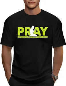 100% Cotton Praying Islam Prayer Religion Quran Muslim Allah God Gift T-Shirt
