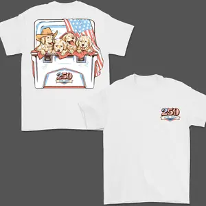 250th Anniversary Golden Retriever T-Shirt - Patriotic 4th of July Dog Tee, Unisex Fit for Proud Americans, T-shirt For Men, For Women