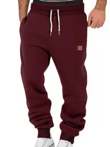 Men's Burgundy Drawstring Pocket Lined Warm Pants, Regular Version, Quality and Comfort, Casual Windproof Warm Trousers, Suitable for Outdoor Activities, Men's Pants, Men's Clothing, Athleisure Style Pants