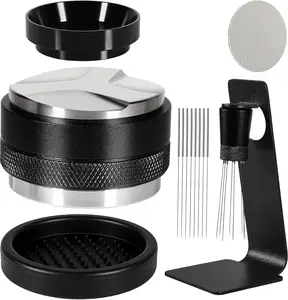 Espresso Accessories Kit 51mm, Coffee Distributor and Tamper Leveler, 316 Stainless WDT Tool with  Stand, Puck Scree and Dosing Funnel Set Fits Espresso Machine Press and 51mm Portafilters
