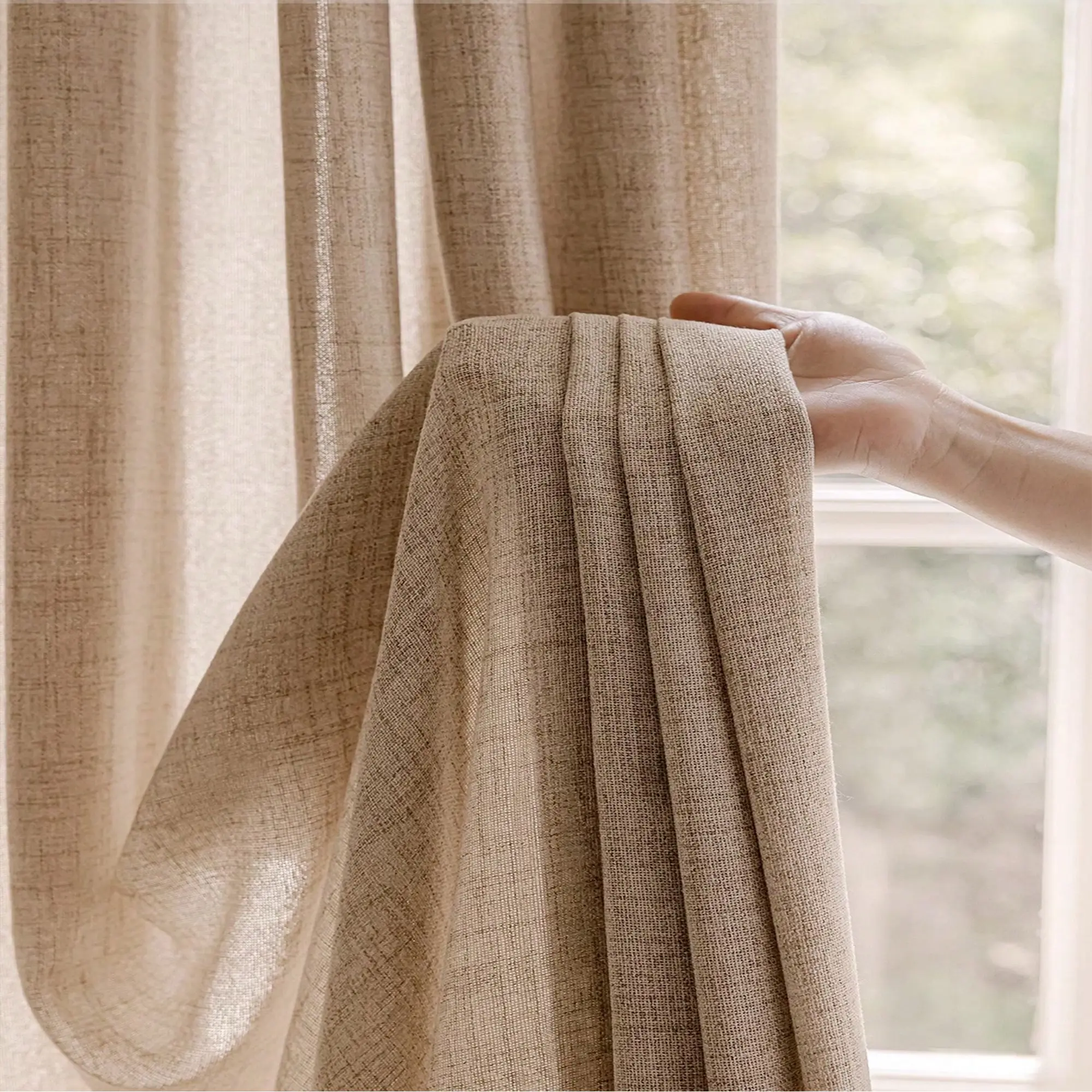 1pc French Romantic Linen Curtain, Breathable Mosquito-Proof, Soft Light Transmission, Bedroom Living Room Universal, Minimalist Style, Home Decoration Curtain, Window Curtain, Home Decorative Curtain