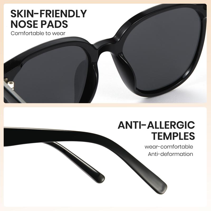 Cyxus Classic Oversized Black Frame Circular TAC Lenses Polarized Sunglasses Fashion Sunglasses Pop Korea Star Same Style Shades For Unisex Shades Birthday Gift - 1902