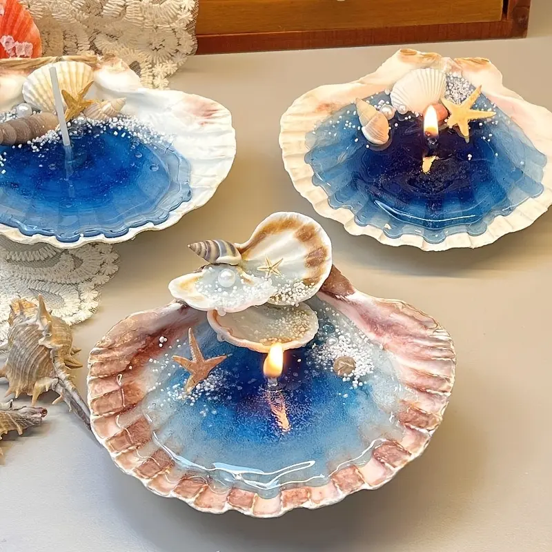 Ocean shell jelly candle, decorative art candle, styles are random and cannot be chosen, ocean-themed home atmosphere candle, suitable for Halloween, Christmas, Valentine's Day, weddings, birthdays, parties, and commemorative gifts
