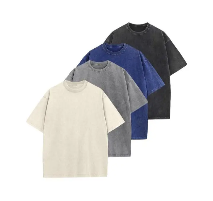Oversize-Tee Pack 4 Casual Fabric Soft Stylish Baggy Basic Tee for Men Comfortable & Versatile Cotton Tees for Any Occasion Menswear Day Trendy Acid Wash T-Shirts