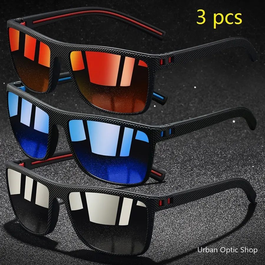 3 Pairs Unisex Plaid Sunglasses, Vintage Square Flat-Top Style with Polarized UV400 Lenses for Driving & Fishing,summer outifit,travel essentials, Sunglasses For Women