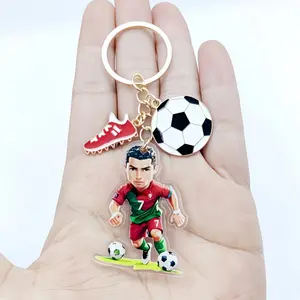 1pc Zinc Alloy Football Player Keychain with Soccer Ball & Cleats - Stylish Cartoon-Style Accessory for Backpacks, Keys, and Bags - Perfect for Sports Fans and Everyday Use, Soccer Accessories