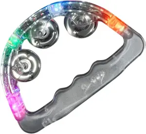 Set of 12 Light Up Tambourines in Bulk for Weddings and Parties with 3 LED Light Functions CPSIA Compliant Party Favors