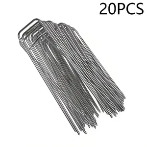 20/40 U-Shaped Ground Stakes, Reusable, Smooth Surface, Corrosion-Resistant, Ideal for Camping Tents, Garden Lawn Improvement, Landscape Use, Outdoor, Patio