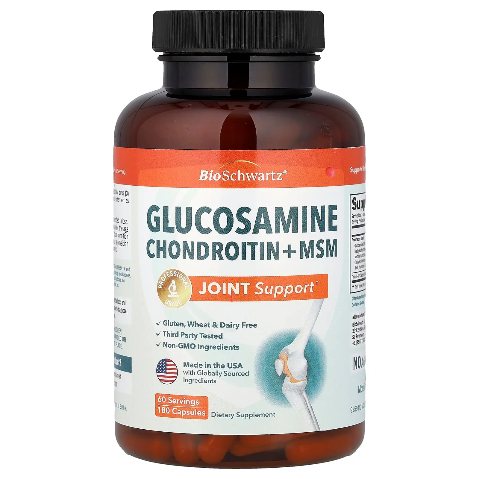 BioSchwartz Glucosamine Chondroitin + MSM, 180 Capsules | HSA/FSA Eligible