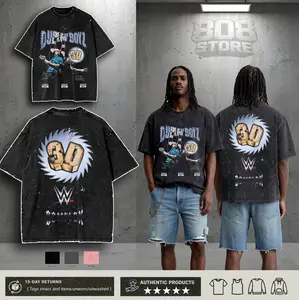 WWE DUDLEY BOYS Washed T-Shirt Wrestling Shirt WWE Fans WWE Tee Menswear Cotton Crewneck Premium American Made Acid Washed 100% Cotton
