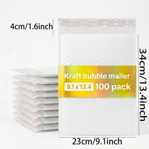 50/100 Pack 9.1x13.4 Inch White Bubble Mailers, Self-Sealing Padded Shipping Envelopes, Waterproof Tear-Proof Shockproof Bubble Bags for Jewelry, Phone Cases, Small Electronics & Daily Mailing
