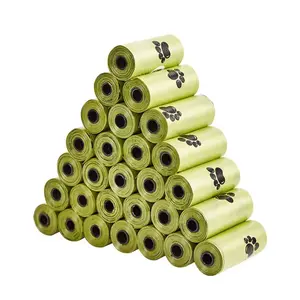 10/20/Rolls Biodegradable Pet Waste Bags  - Extra Thick Poop Bags for Dogs & Cats, Portable Roll with Dispenser, Eco-Friendly & Lea Paw Print Design Disposable Waste Bags