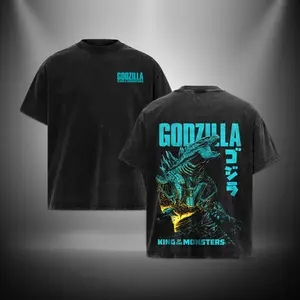 Godzilla King of the Monsters Vers Gojira Washed TShirt Hoodie Sweater Monster Vers Toho Vers Menswear Gift for movie fans Top Apparel Classic Oversized Seamless Simple Straight Man Clothes Cotton designer shirts