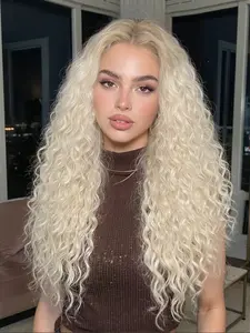 13x3.5 HD Lace Wig, Synthetic Wig, 28 Inch Curly Wave Hair, Soft Realistic High Temperature Fiber, Comfortable Breathable Net Cap, Daily Wear Women's Wig, Curly Wigs