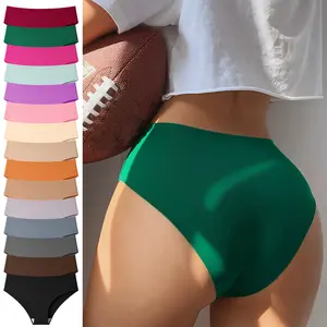 HOTCOM Women's 12pcs Solid Color Minimalist Drop Waist Panties, Casual Seamless Soft Comfy Breathable Knicker for Daily Wear, Ladies Underwear for All Seasons