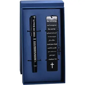 Bookmarks Christian Religious Gifts for Men Women Metal Bible Bookmark with Pens Ballpoint Cross Bible Christian Bookmarks for Women Men Book Lovers Graduation