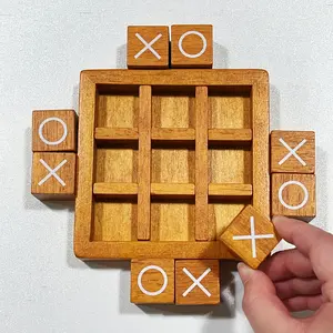 Wooden Tic Tac Toe Game, 1 Set Classic Wooden XO Game, Tabletop Games, Family Game Night & Home Decoration, Party Gift for Friends & Family