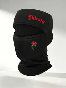 Gothic Sheisty Letter & Rose Balaclava, Hood Balaclava, Y2K Streetwear Full Face Mask, Breathable Head Cover for Men & Women, 1/2/3/4/5pc Set