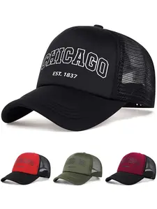 2025 Fashionable and Simple New Versatile Breathable Cooling Mesh Hat Chicago1837 Chicago Printed Street Pop Hip Hop Hat Outdoor Leisure Cycling Sunshade Skateboard Hat Sunscreen Hat Daily Life Wear Decorative Baseball Hat, Snapback Cap, Adjustable Caps