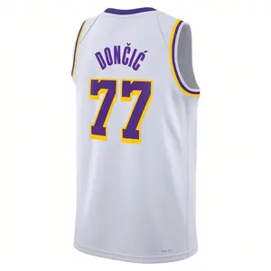 LA #77 Association Edition Swingman Jersey - White - LDoncic - Unisex, Sport Tank Top, B-ball Shirt, Game Day Outfit For Basketball Fans