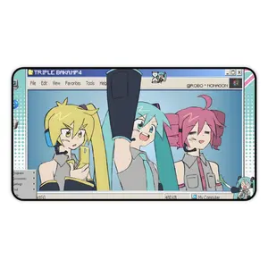 Triple Baka Desk Mat | Miku, Teto, Neru Anime Decor | Gamer Desk Pad | Cute Office Gift | Home Workspace