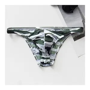 1pc Men's Low Waist Printed Briefs Shorts Breathable Ice Silk Sexy Man Bulge Pouch Panties Bikini Underwear