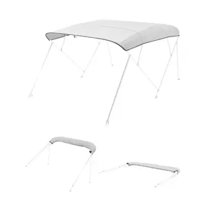 VEVOR 4 Bow Boat Bimini Tops, 600D Polyester Canopy with Aluminum Alloy Frame, Waterproof Sun Shade Boat Awning Canopy with Storage Bag, 2 Support Poles, 4 Straps, 96Lx(67 - 72)Wx54H, Light GreyVEVOR Super Brand Day