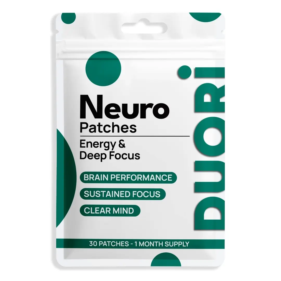 Neuro Patch - Focus & Brain Support - Natural Caffeine + L-Theanine + Rhodiola + Black Pepper Extract - Sugar Free Nootropic Cognitive Brain Focus Patch - 30 Patches