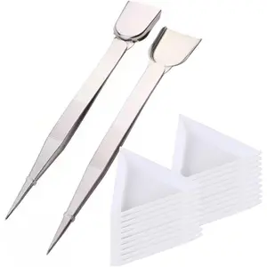 20pcs White Triangle Bead Sorting Trays 2pcs Silver Handy Tweezer with Scoop Craft Beading Jewelry Tweezers for Seed Beads Diamond Jewelry Making Bead Picking Tools Supplies