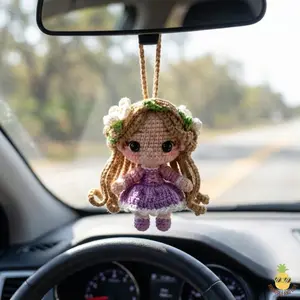 Handmade Princess Crochet Car Hanging, Fairytale Flower Charm