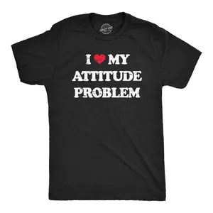 Mens I Heart My Attitude Problem T Shirt Funny Bad Negativity Joke Tee for Guys Mens Funny T Shirts Cool Vintage Fashion T-Shirt Gift Classic Menswear Funny Sarcastic Short Sleeve Novelty Tees for Guys Black -
